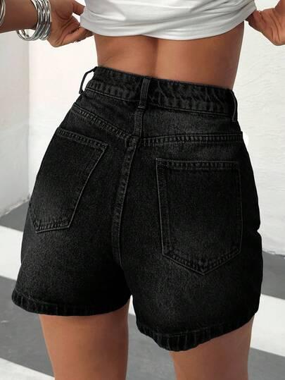 CZARNE SPODENKI JEANS