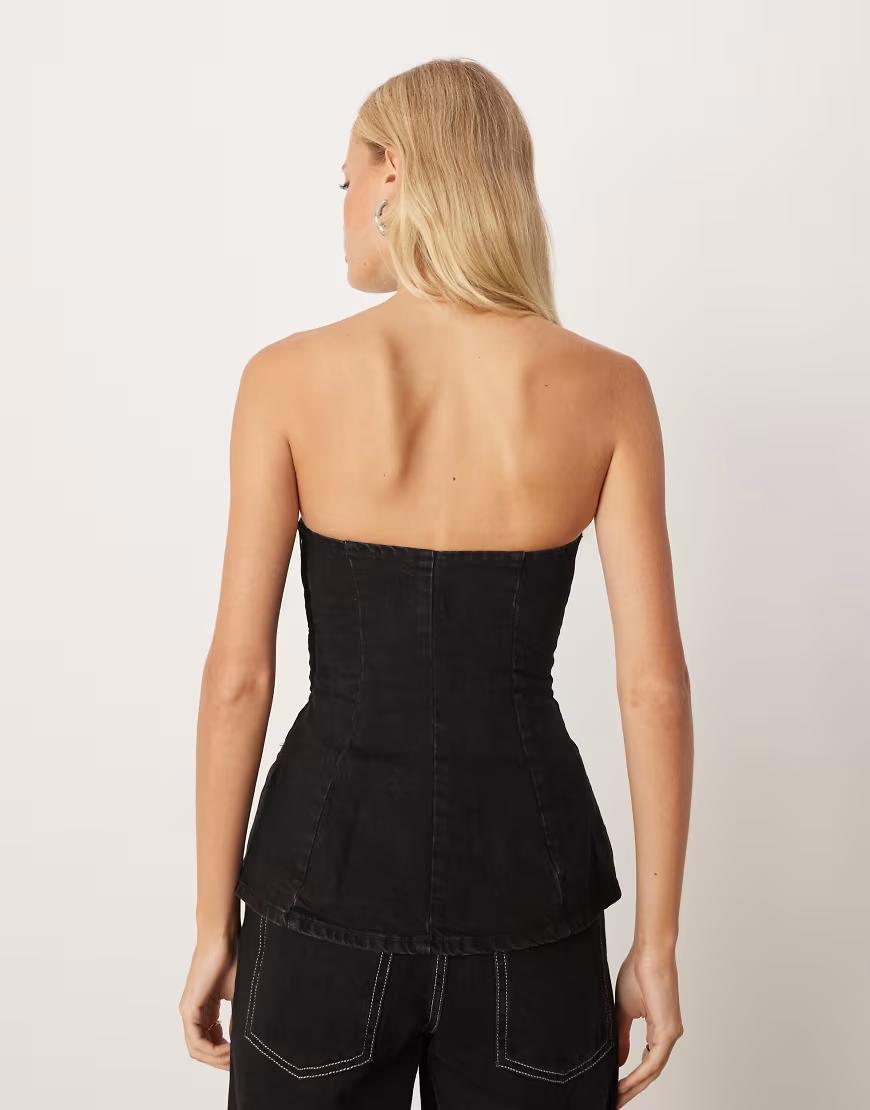 czarny jeansowy top 