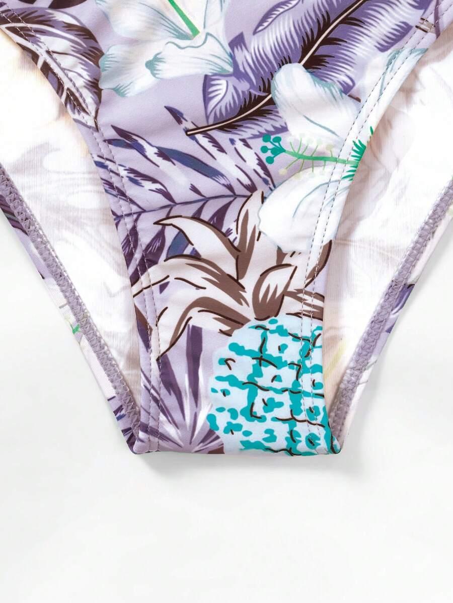 dwuczęściowy kostium kąpielowy bikini wzór roślinny