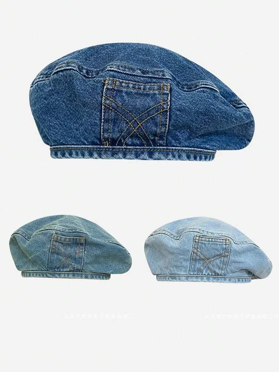 niebieska czapka beret