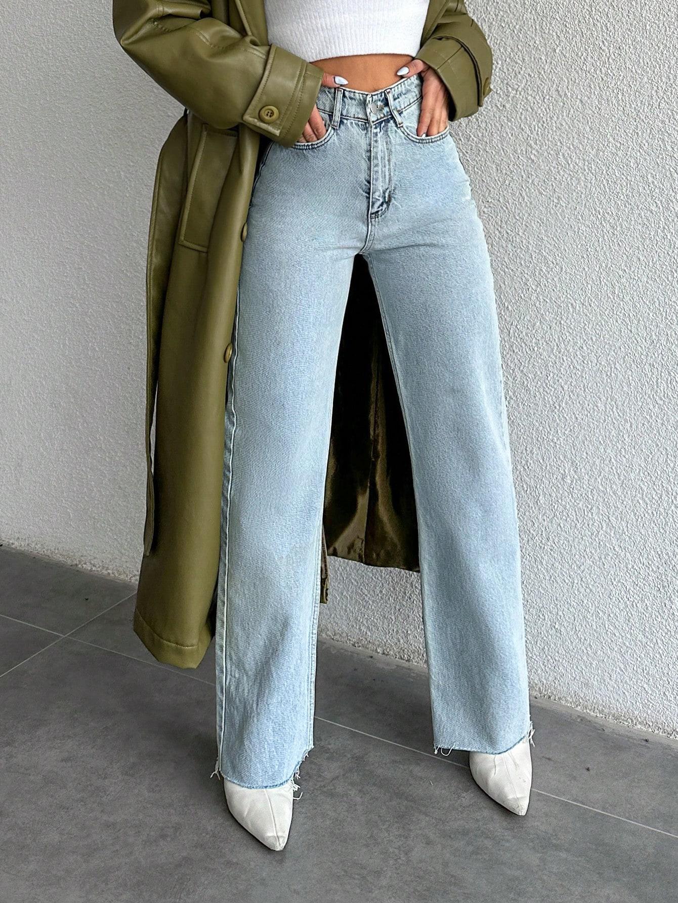 NIEBIESKIE PROSTE SPODNIE JEANS