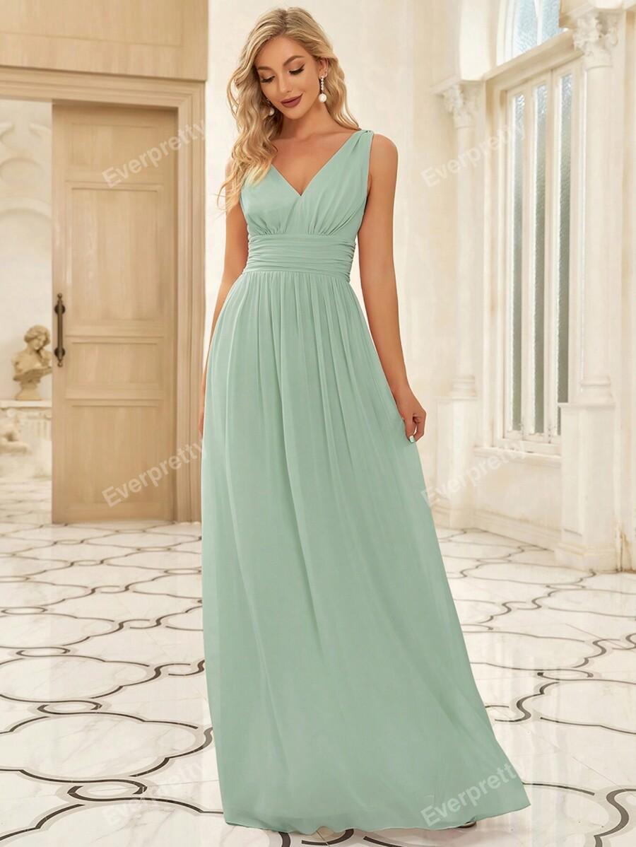 SZYFONOWA SUKIENKA MAXI V-NECK
