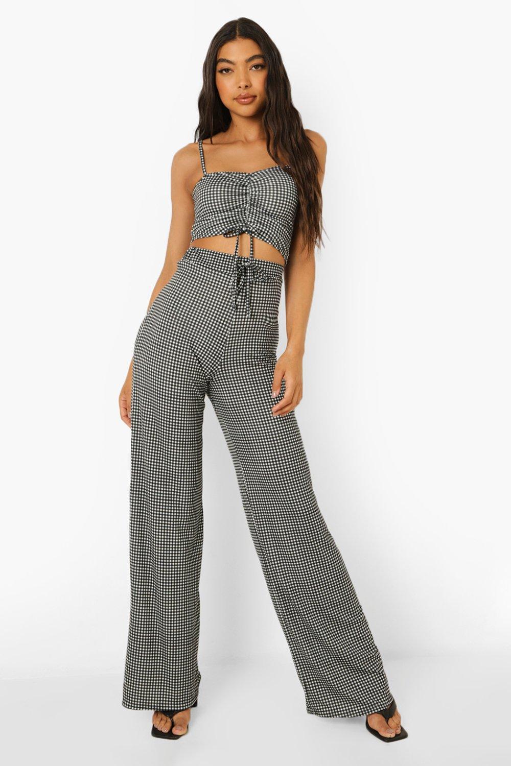 crop top na ramiączkach kratka