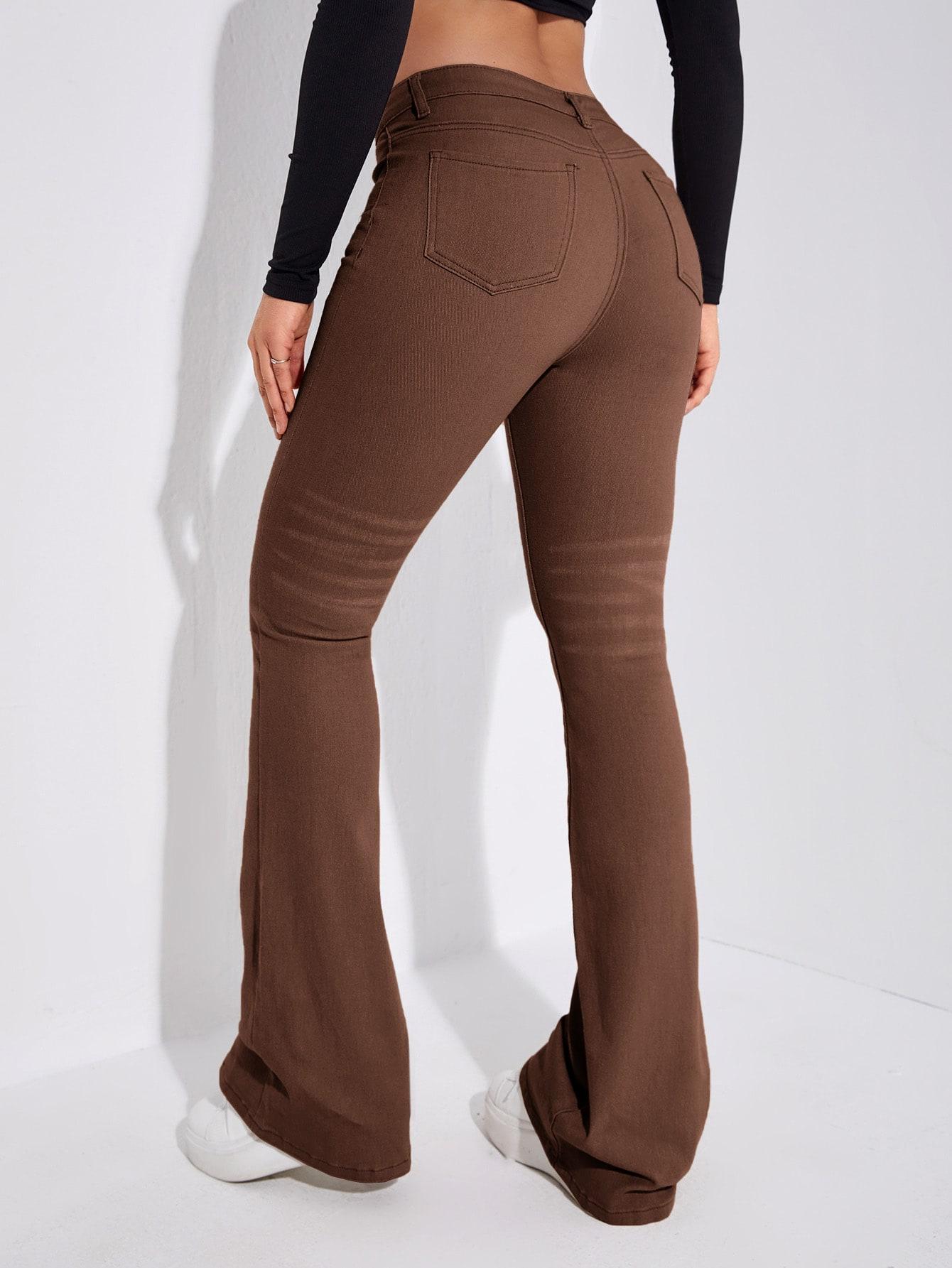 brązowe spodnie jeans dzwony
