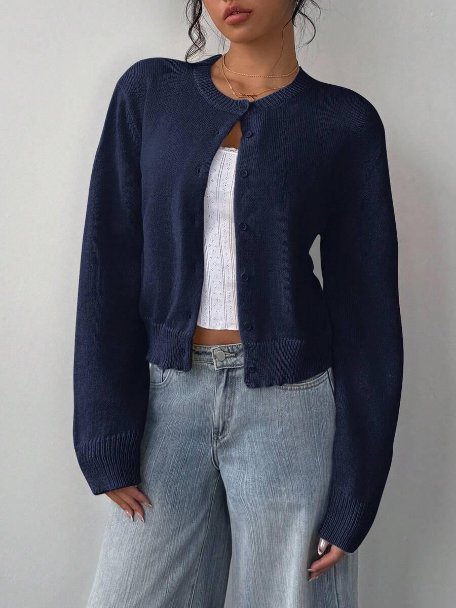 GRANATOWY SWETER GUZIKI