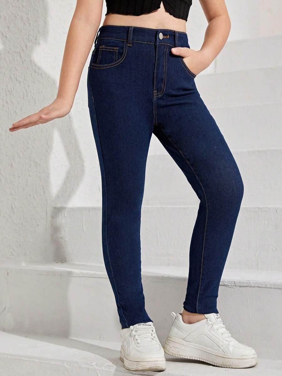 GRANATOWE SPODNIE JEANS