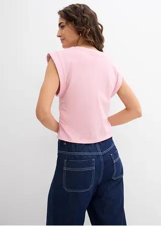 różowy t-shirt okrągły dekolt