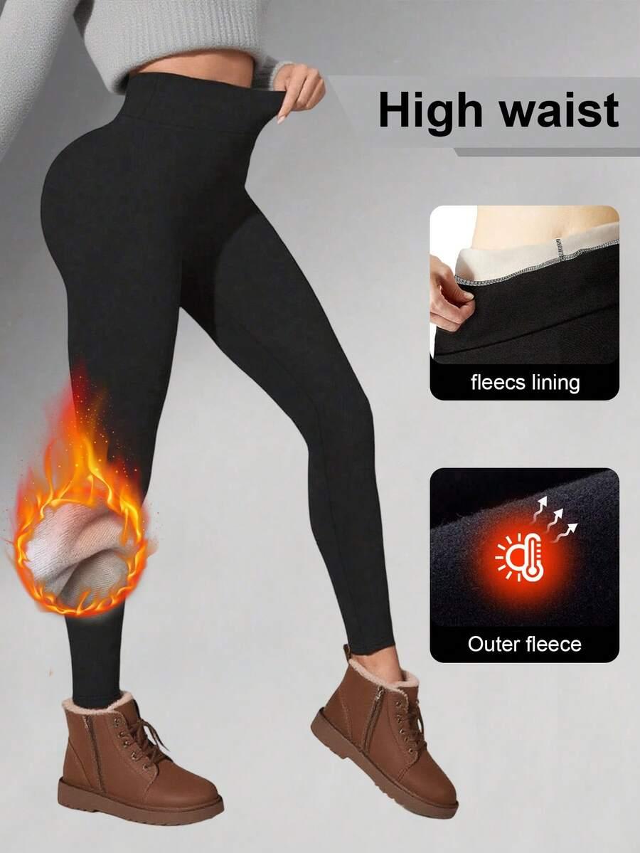 czarne ocieplane legginsy