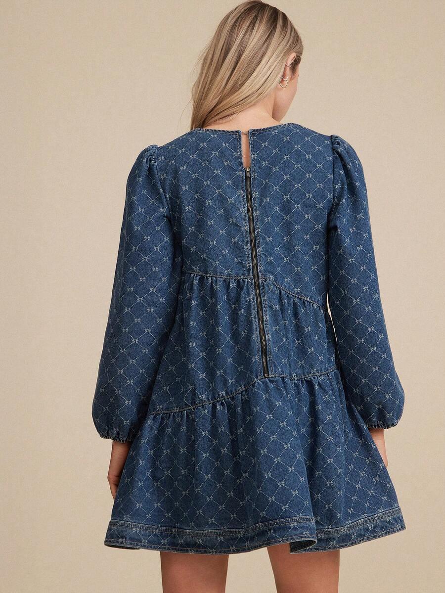 niebieska sukienka jeans wzór