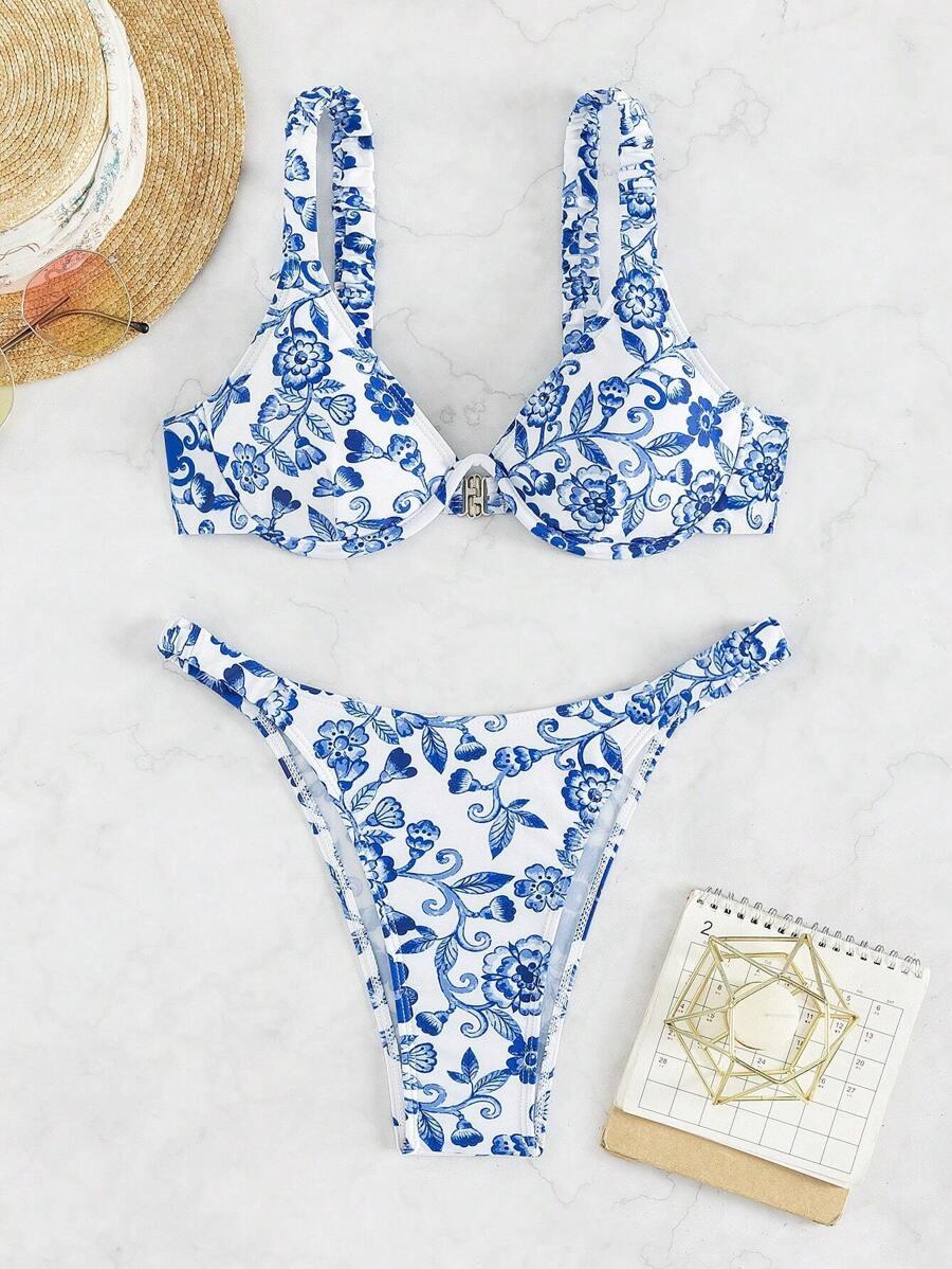 góra OD BIKINI WZÓR KWIATY 