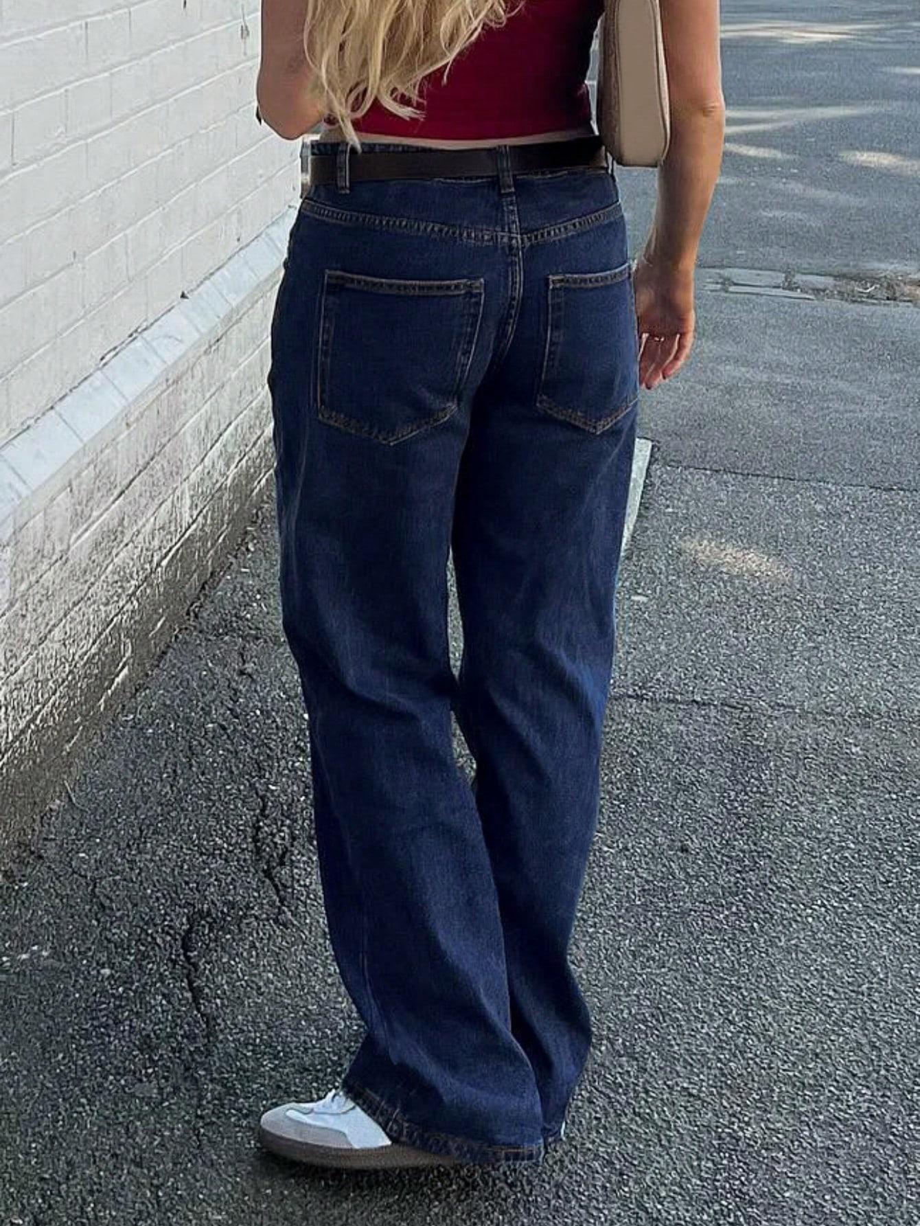 GRANATOWE SPODNIE JEANS