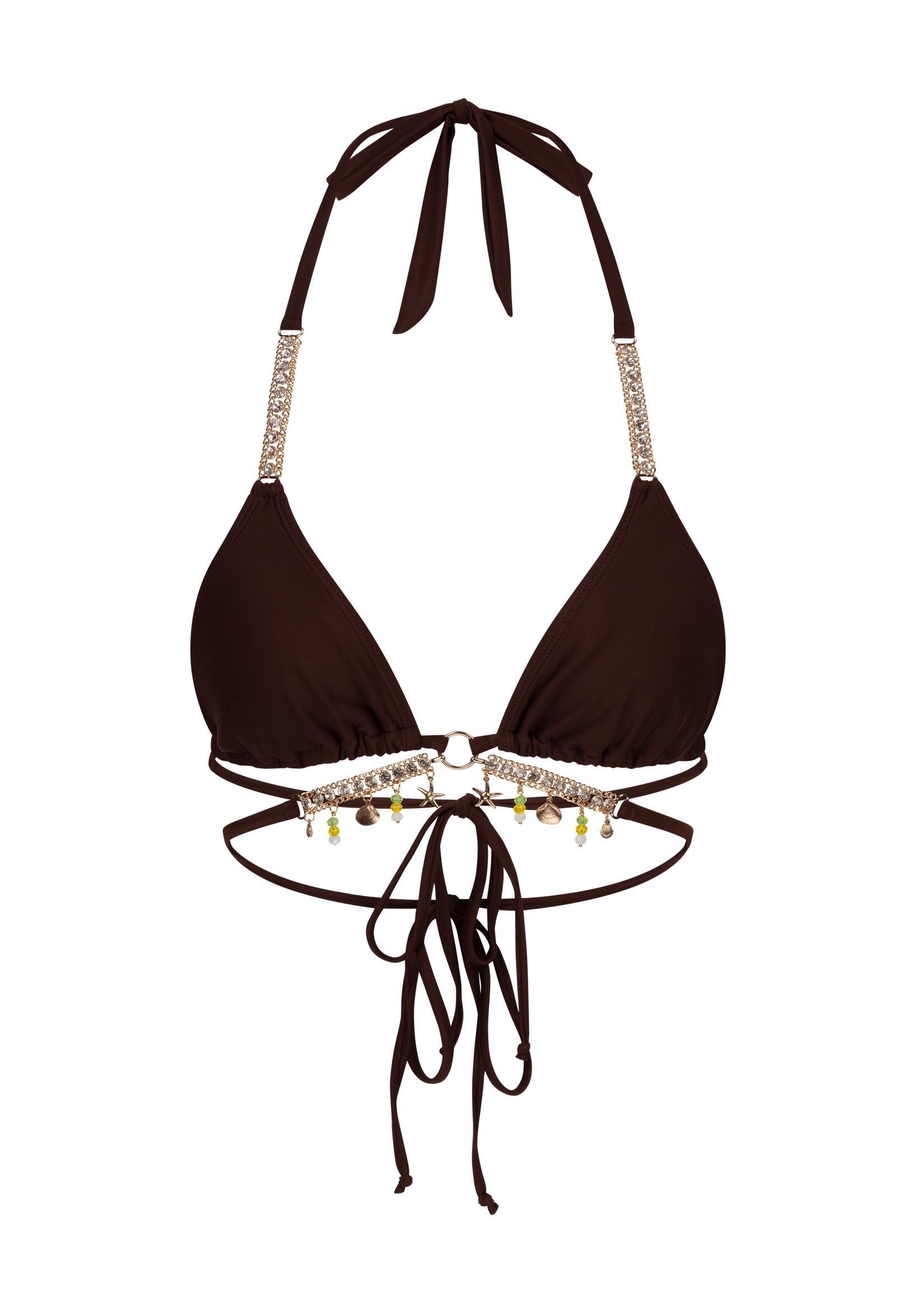 brązowa GÓRA OD BIKINI zdobienie 