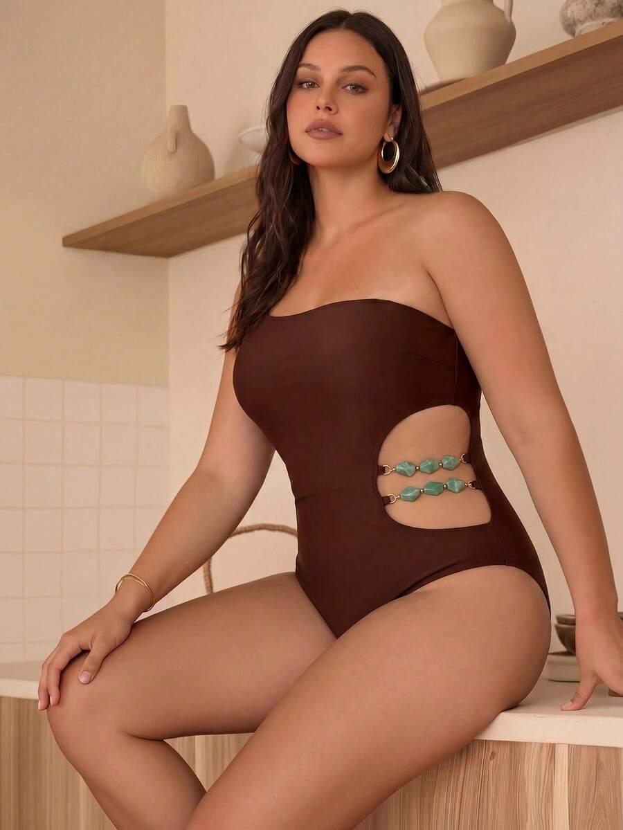 brązowy JEDNOCZĘŚCIOWY STRÓJ KĄPIELOWY monokini