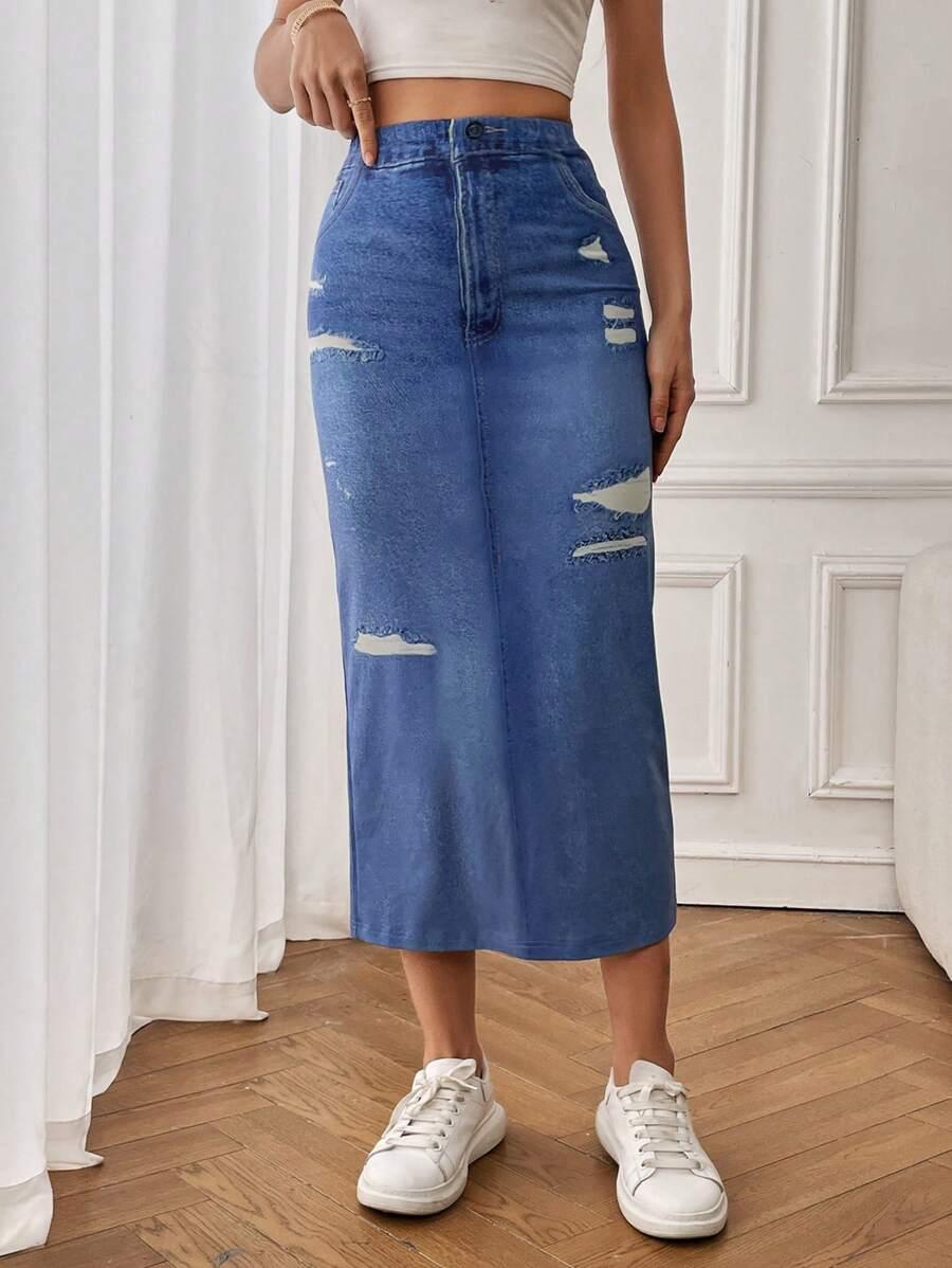 SPÓDNICA MIDI PROSTA 