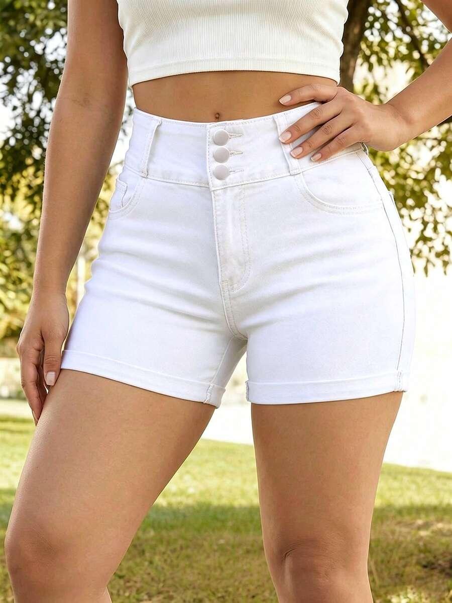 białe spodenki jeans wysoki stan