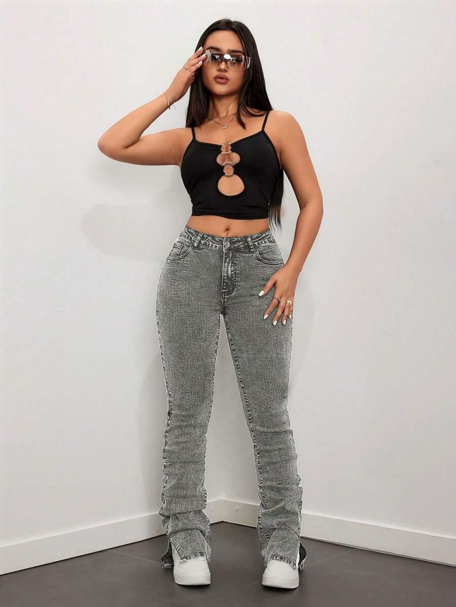 SZARE SPODNIE JEANS 