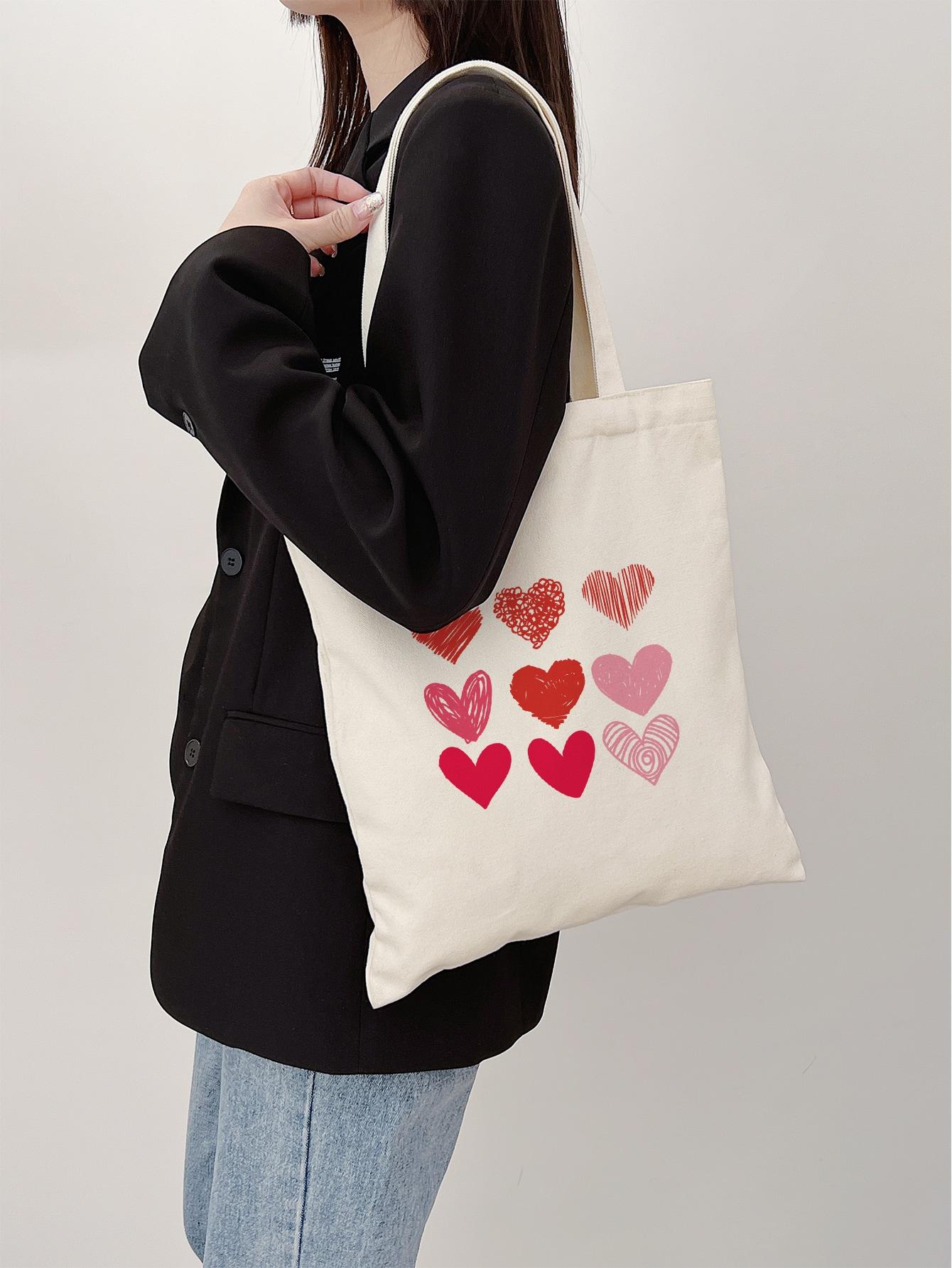 torebka shopper wzór serca