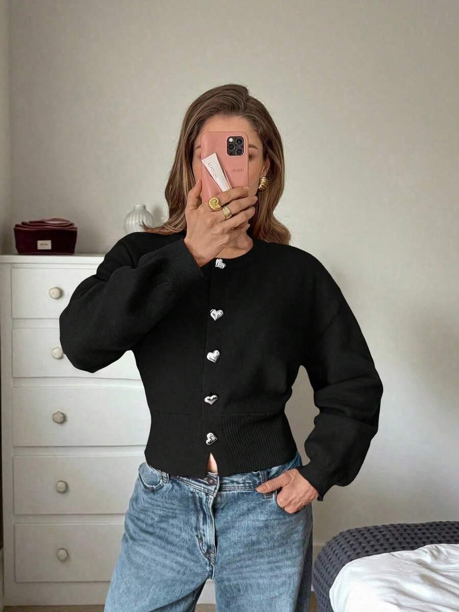 CZARNY SWETER KARDIGAN