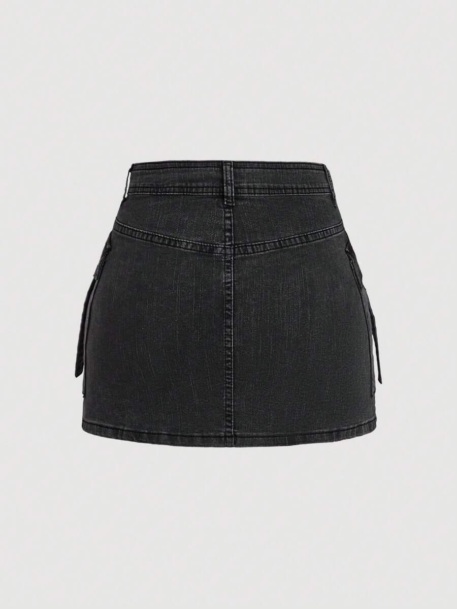 CZARNA MINI SPÓDNICA JEANS 