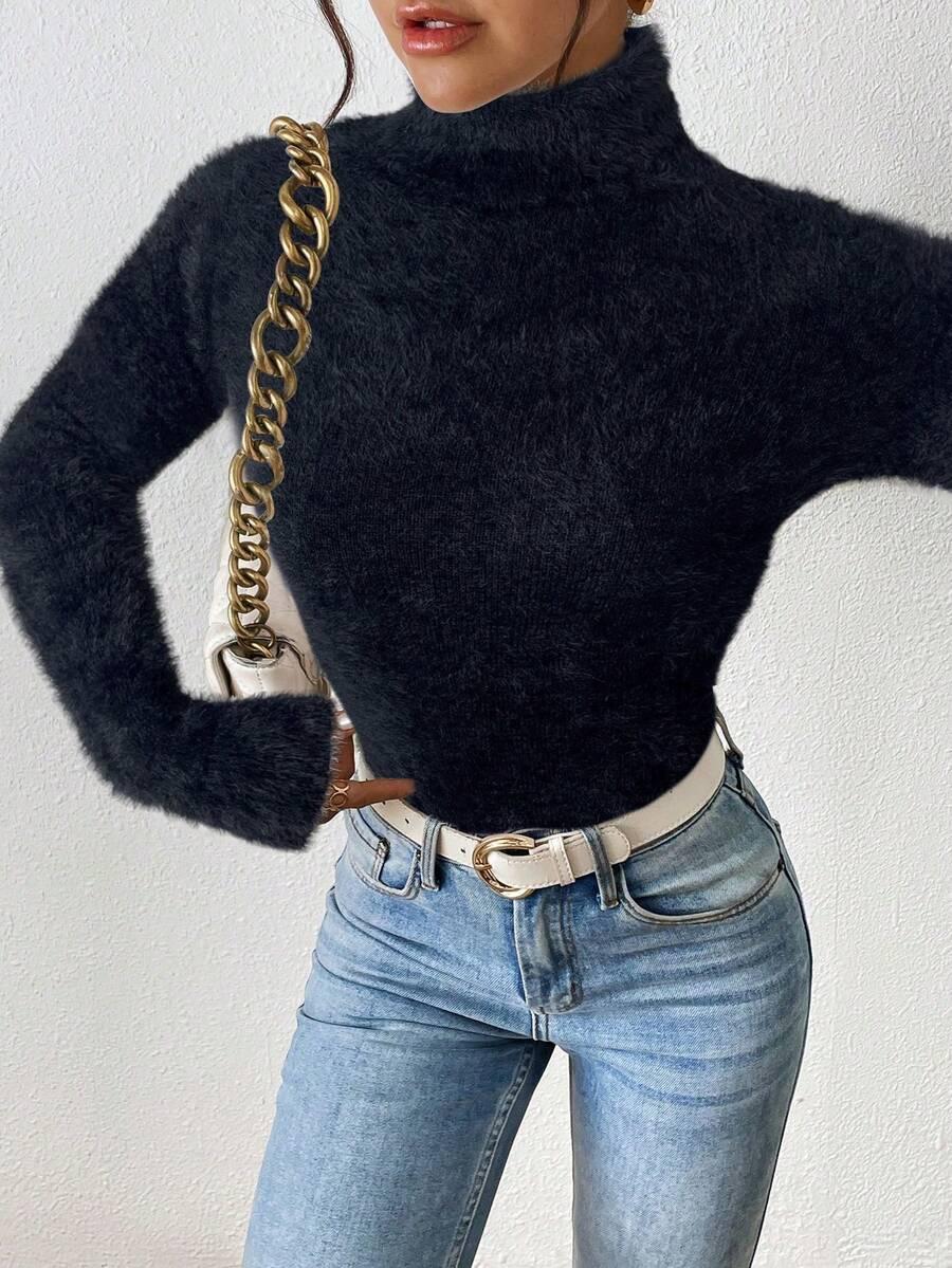 czarny sweter golf 
