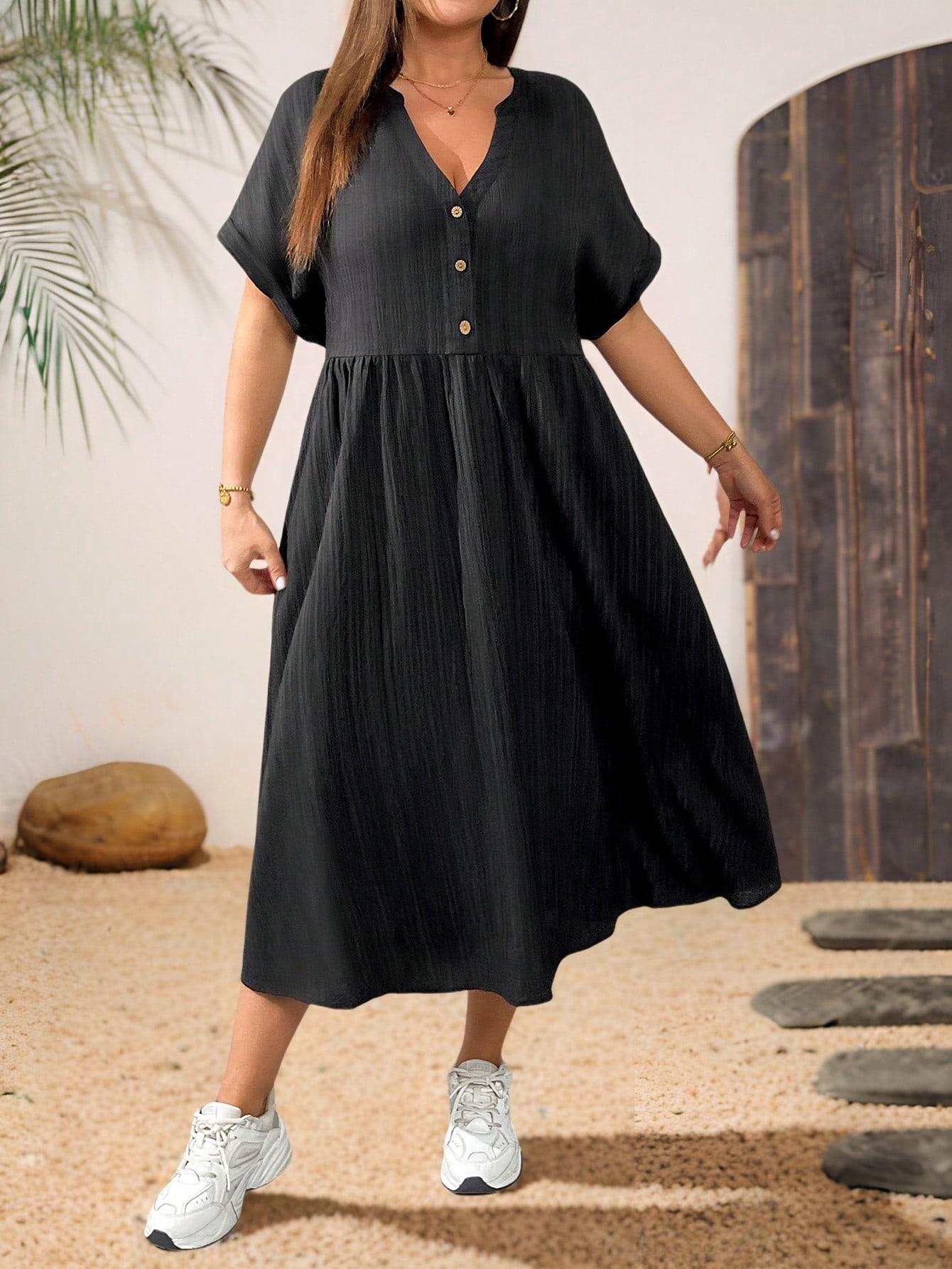 CZARNA SUKIENKA V-NECK