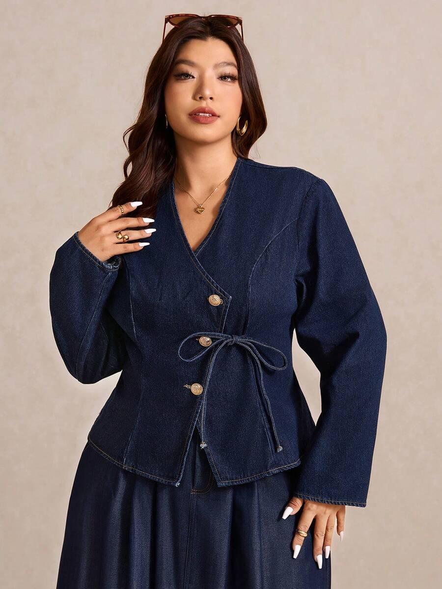 GRANATOWA MARYNARKA JEANS 