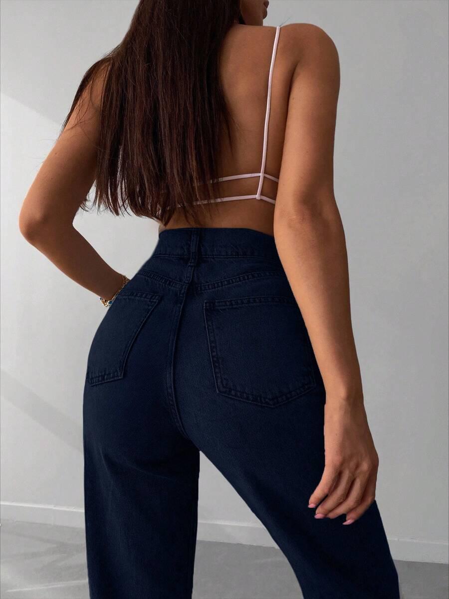 GRANATOWE SPODNIE JEANS 