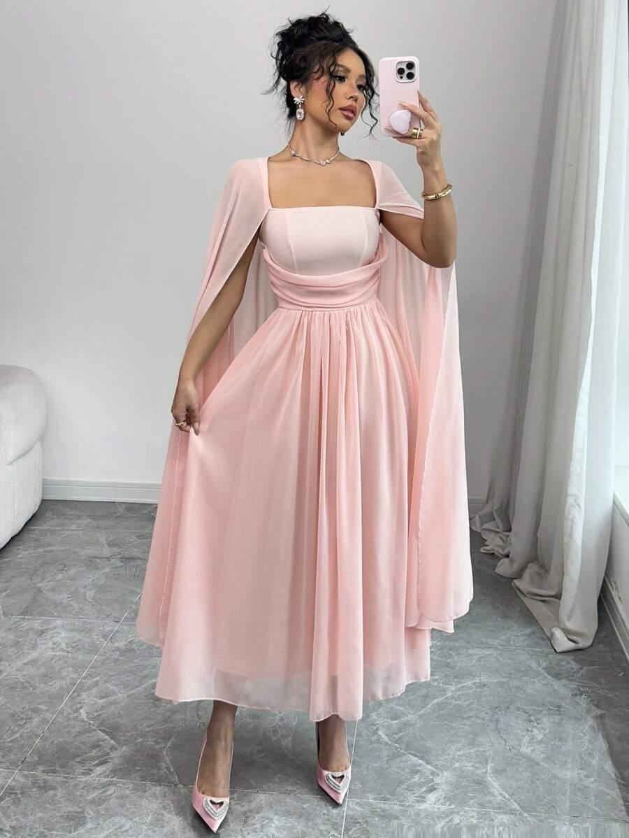 ELEGANCKA SUKIENKA MIDI ROZKLOSZOWANA 