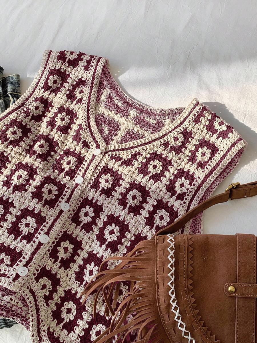 SWETER BEZ RĘKAWÓW wzór