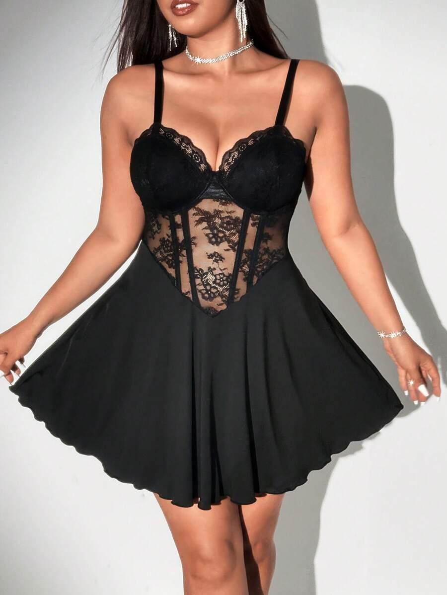 CZARNA MINI SUKIENKA GORSET 