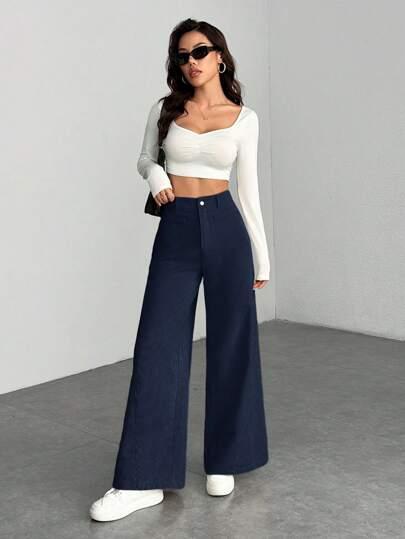GRANATOWE SPODNIE CASUAL 