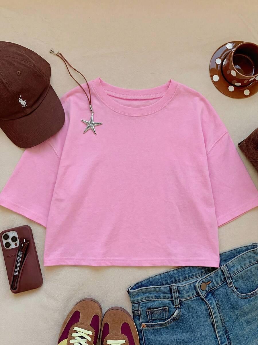 różowy t-shirt casual