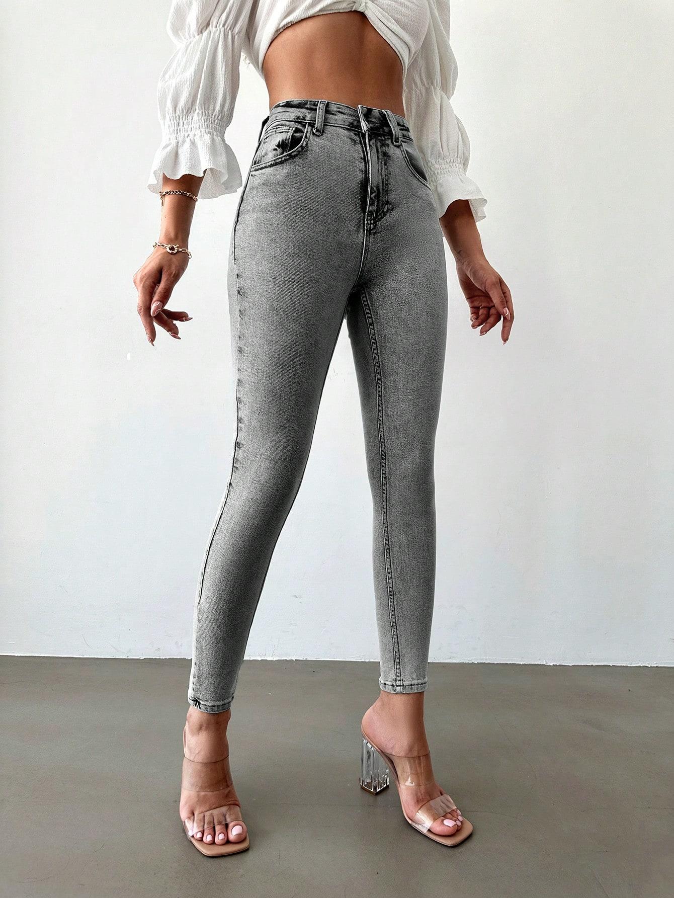SZARE SPODNIE JEANS