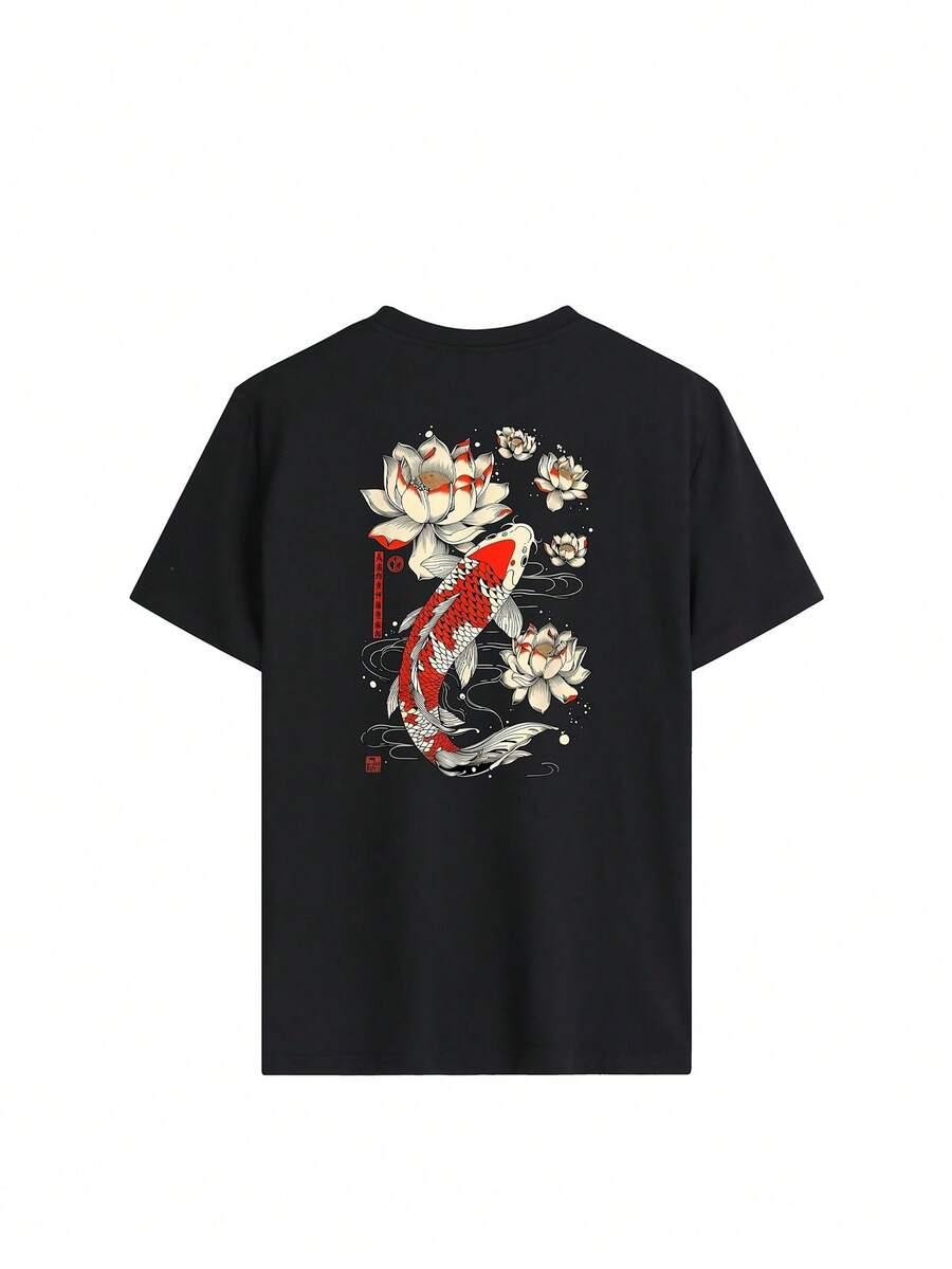 czarny t-shirt nadruk 