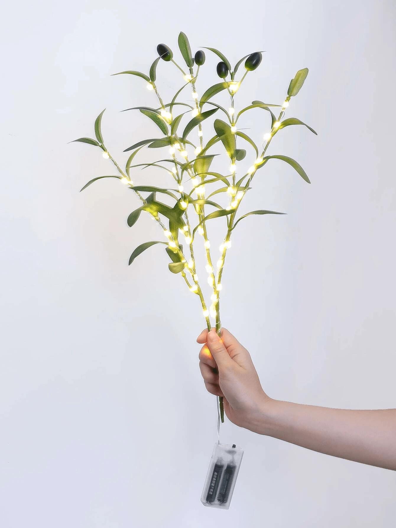 zielone sztuczne gałązki led 4-pack 