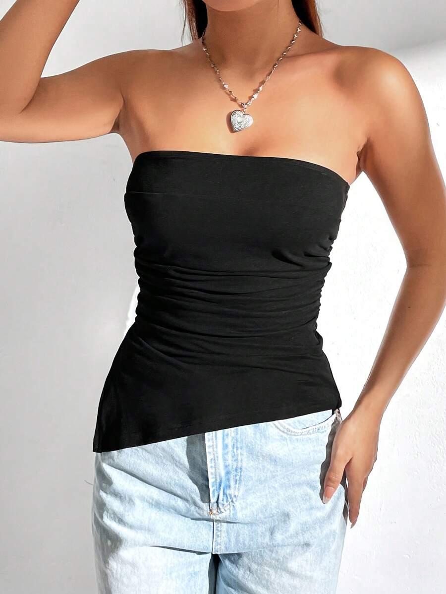 CZARNY TOP ASYMETRIA 