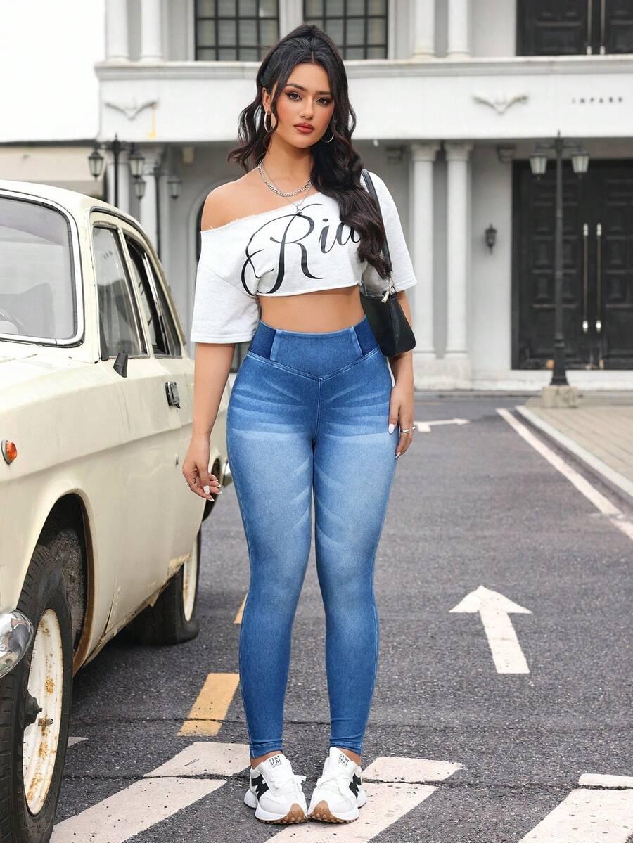 LEGGINSY IMITACJA JEANSU