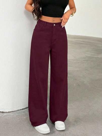 Bordowe spodnie jeans 