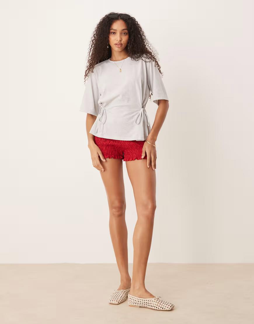 szara bluzka wiązanie oversize