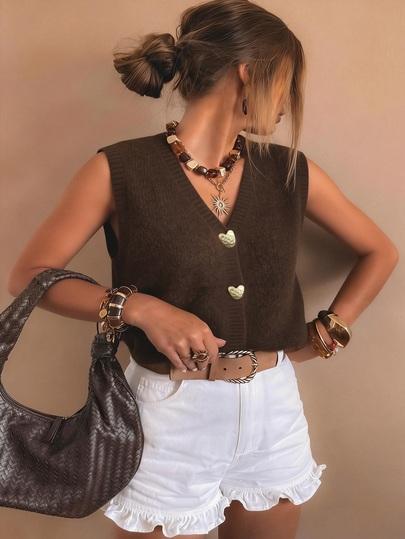 dzianinowy top v-neck 