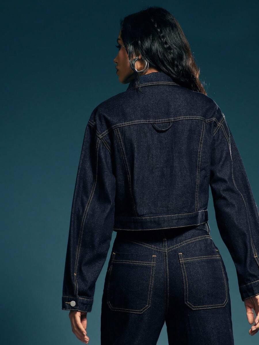 GRANATOWA KURTKA JEANS