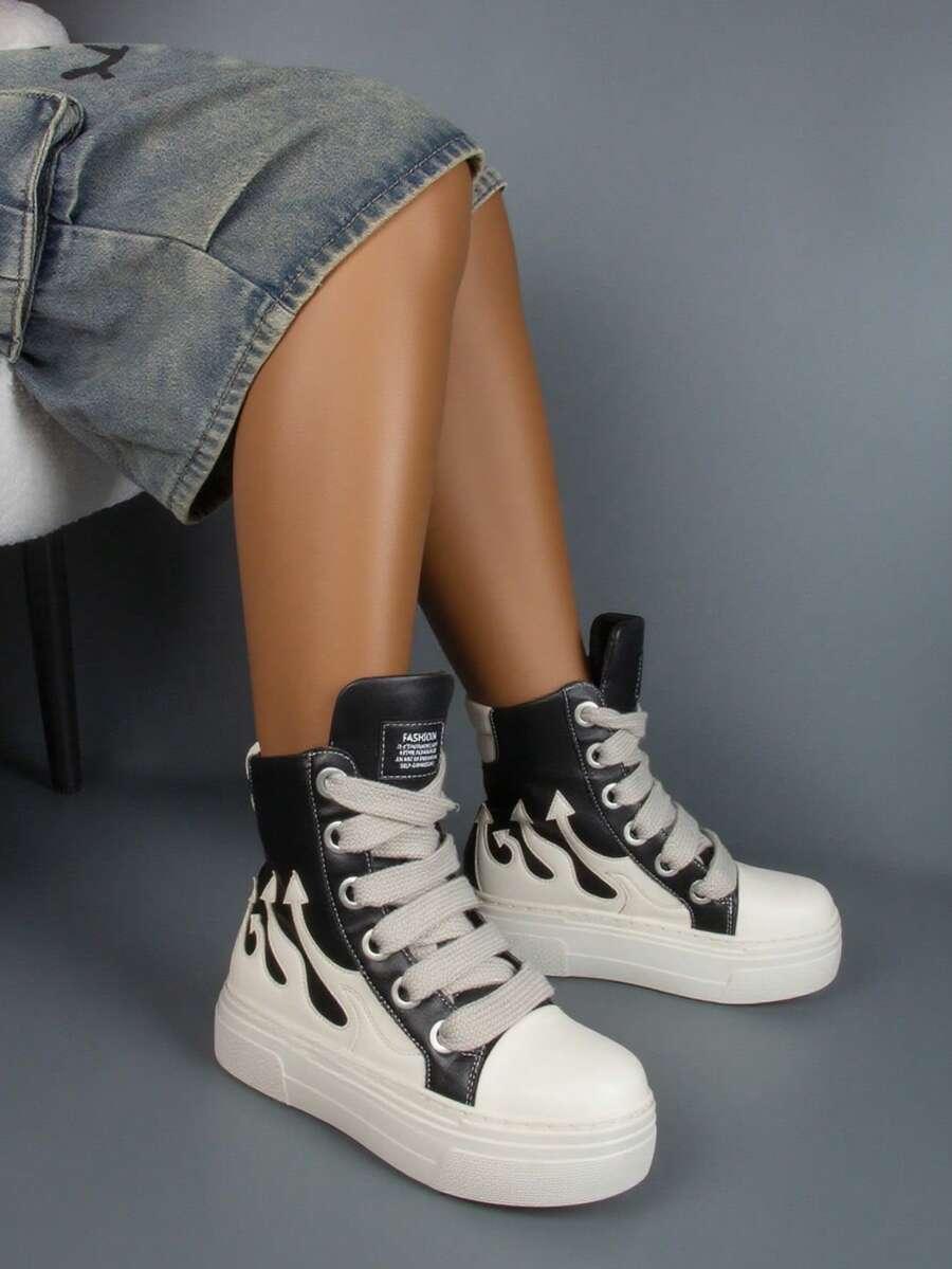 sznurowane trampki imitacja skóry