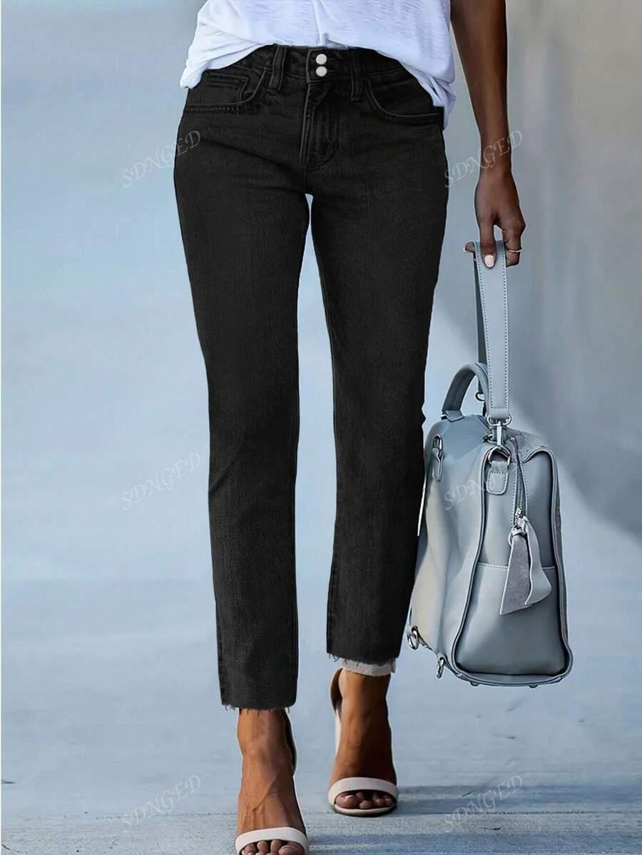 CZARNE SPODNIE JEANS ZAMEK KIESZENIE 