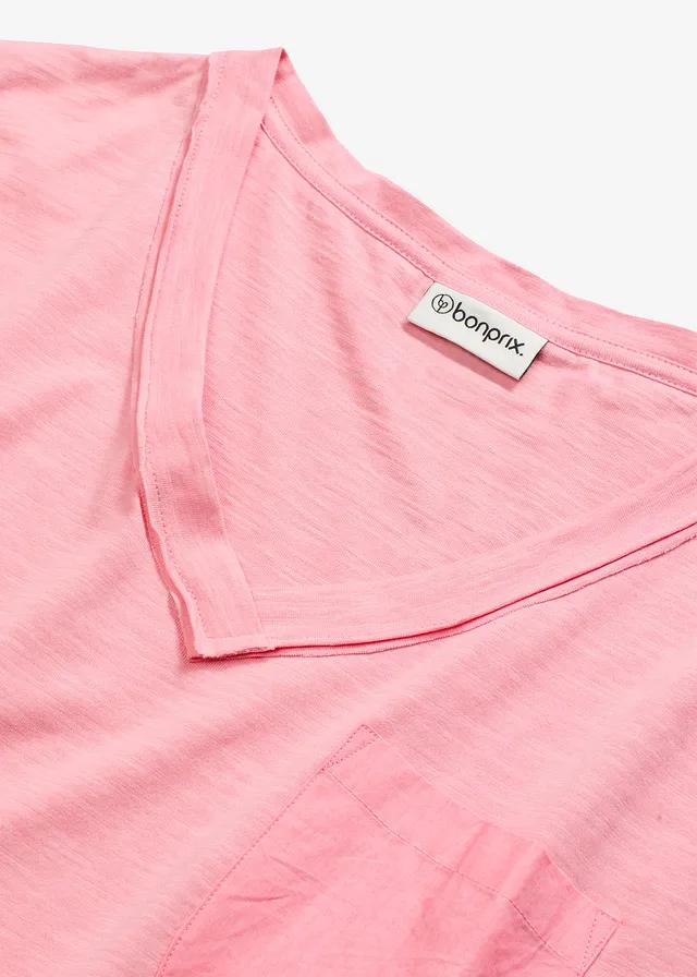 RÓŻOWA BLUZKA V-NECK