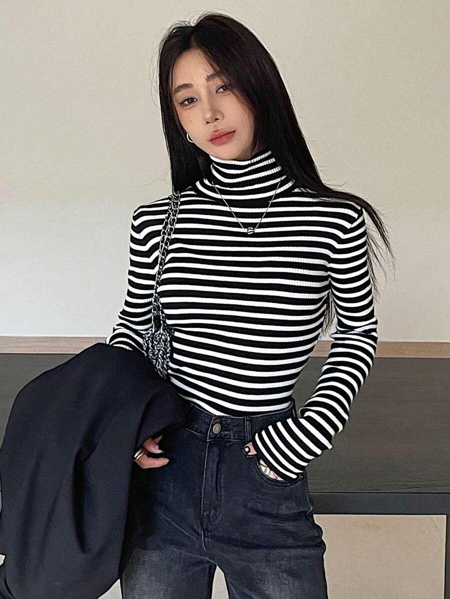 sweter w paski golf