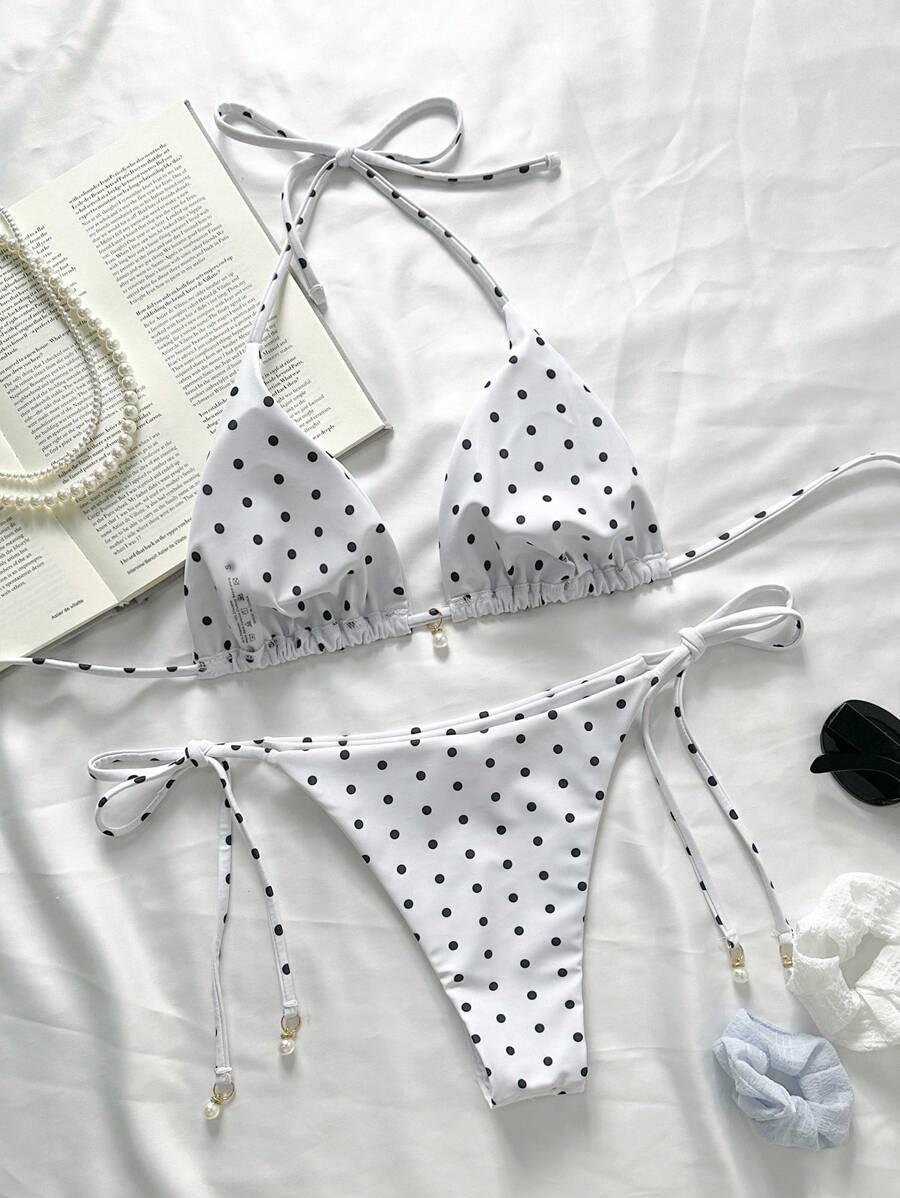 DWUCZĘŚCIOWE BIKINI DAMSKIE W KROPKI 