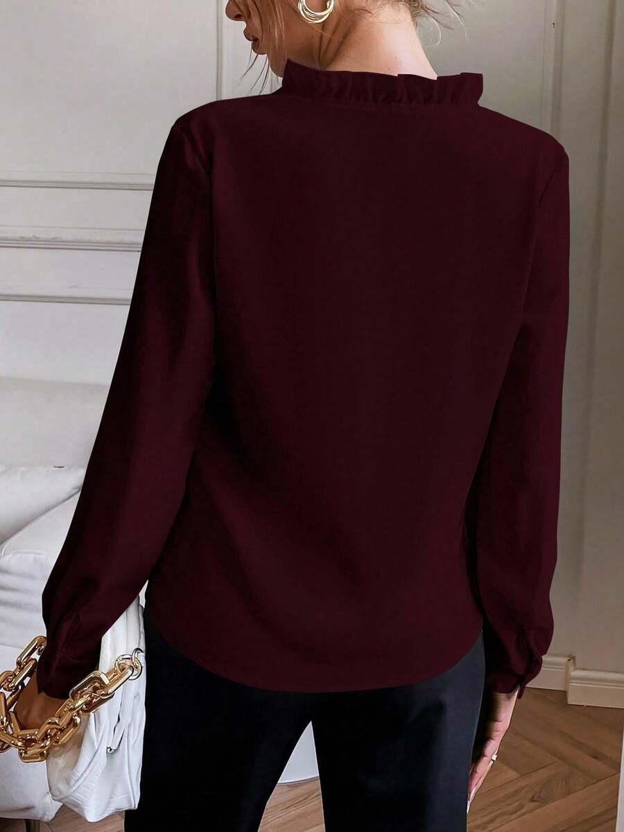 bordowa bluzka v-neck
