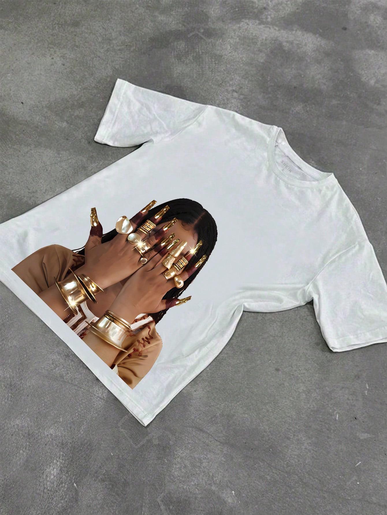 biały t-shirt print