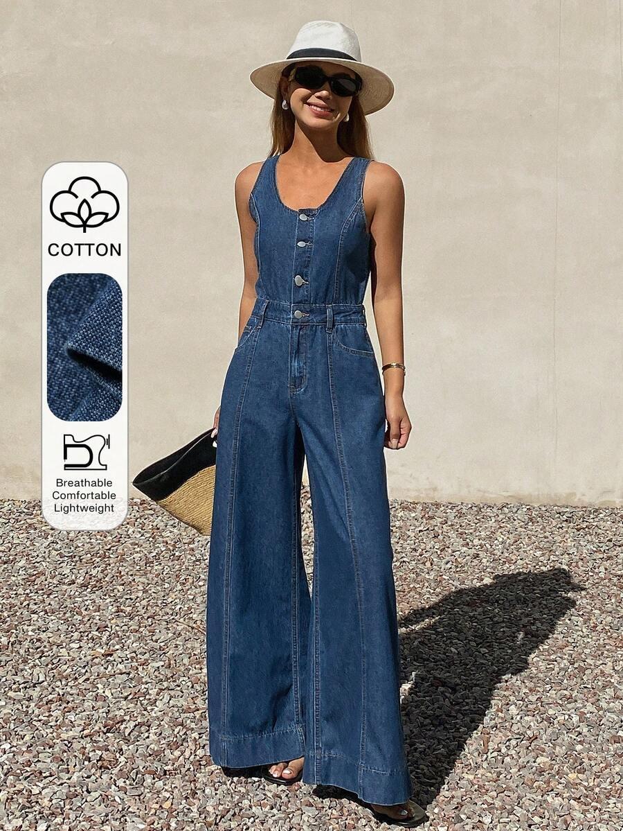 kombinezon bez rękawów jeans
