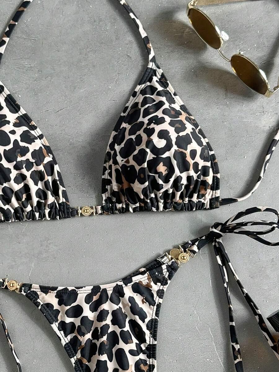 dwuczęściowy strój kąpielowy animal print
